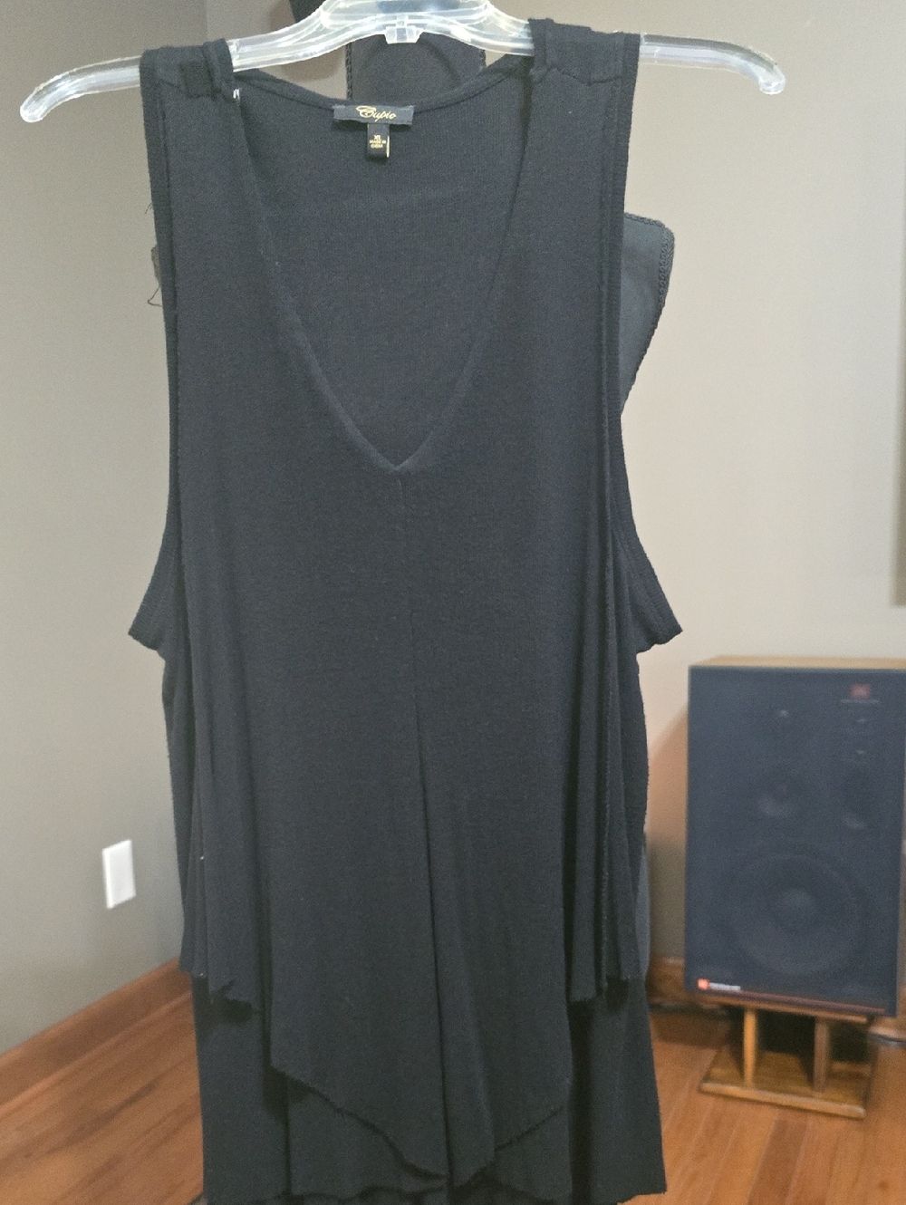 Cupio Black Sleeveless V-Neck Layered Tank Top